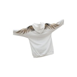 SKZ010 製造刺繡翅膀寬鬆連帽衛衣 設計黑白撞色連帽衛衣 連帽衛衣中心 SKZ010 製造刺繡翅膀寬鬆連帽衛衣 設計黑白撞色連帽衛衣 連帽衛衣中心